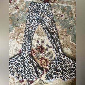 Youth girls leopard print bell bottoms.